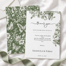 Sage Green Butterfly Floral Toile Wedding