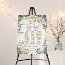 Sage Green Butterfly Quinceañe Seating Chart 