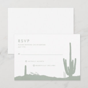 Sage Green Cactus Desert Wedding RSVP Card