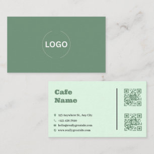 Sage Green Cafe Business Card QR Code Set