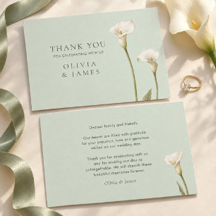 Sage Green Calla Lily Wedding Thank You Card