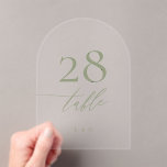 Sage Green Calligraphy Acrylic Arch Table Number<br><div class="desc">Link Here To See Zazzle Review This Product https://www.youtube.com/watch?v=R1R26IzwDDg ***this design is part of a collection*** _______________________ this design template is fully editable and customisable by you the customer - click personalise further button if you wish to move, add, delete, or make significant changes to the design _______________________ *if you...</div>