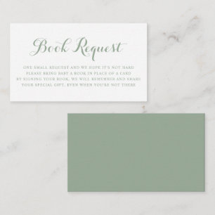 Sage Green Calligraphy Baby Shower Book Request Enclosure Card