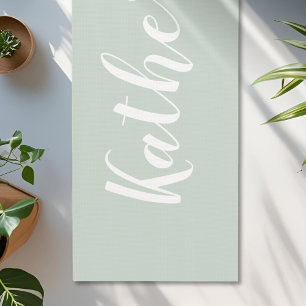 Sage Green Calligraphy Name Yoga Mat