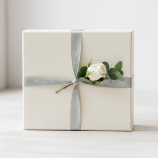 Sage Green | Calligraphy Wedding Couple Names Satin Ribbon