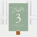Sage Green Calligraphy Wedding Table Number<br><div class="desc">Sage Green Calligraphy Wedding Table Number</div>
