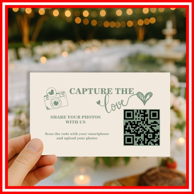 Sage Green Capture The Love QR Code Wedding Enclosure Card (Creator Uploaded)