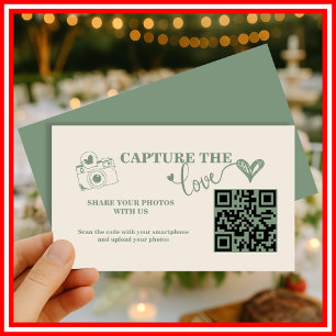 Sage Green   Capture The Love Wedding QR Code Enclosure Card