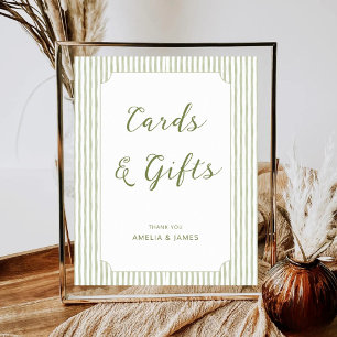Sage Green Cards and Gifts Wedding Bridal Shower Poster
