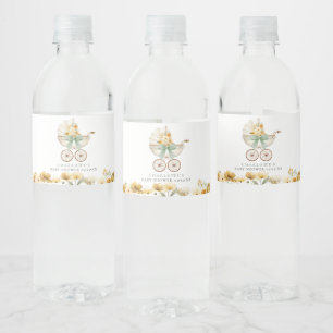 Sage Green Carriage Baby Shower Water Labels
