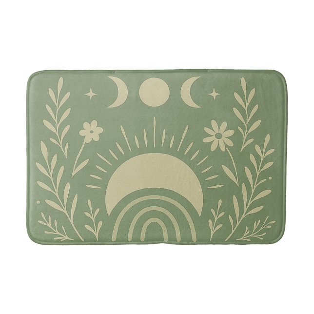 Sage Green Celestial Bath Mat (Front)
