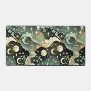 Sage Green Celestial Moon for Calm Astrology Decor Desk Mat