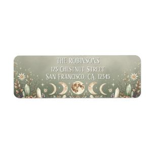 Sage Green Celestial Moon Phase Return Address 