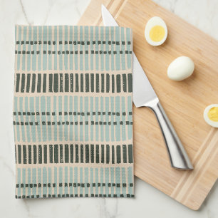 sage green charcoal cream abstract vertical stripe tea towel