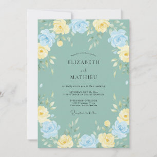 Sage Green Charming Floral Wedding Invitation