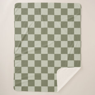 Sage Green Checkerboard Sherpa Blanket