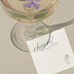 Sage Green Cheers Elegant Personalized Wedding Napkin