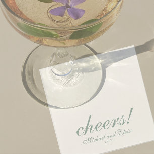 Sage Green Cheers Elegant Personalized Wedding Napkin