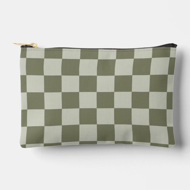 Sage Green Chequerboard Accessory Pouch (Front)