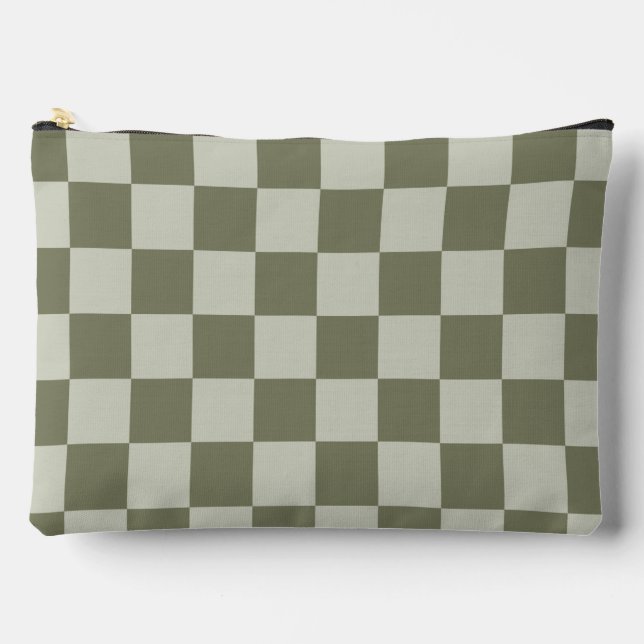 Sage Green Chequerboard Accessory Pouch (Front)
