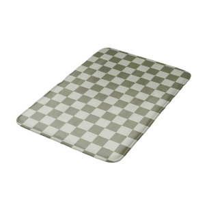 Sage Green Chequerboard Bath Mat