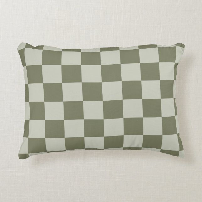 Sage Green Chequerboard Decorative Cushion (Front)