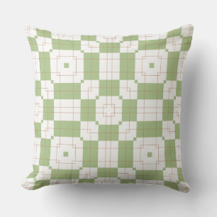 Sage Green Chequerboard Grid Pattern Cushion