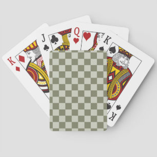 Sage Green Chequerboard Playing Cards