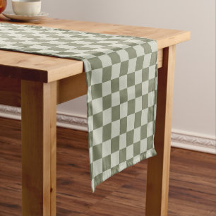 Sage Green Chequerboard Short Table Runner