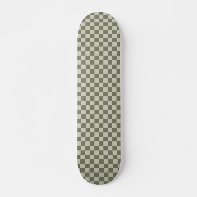 Sage Green Chequerboard Skateboard (Front)