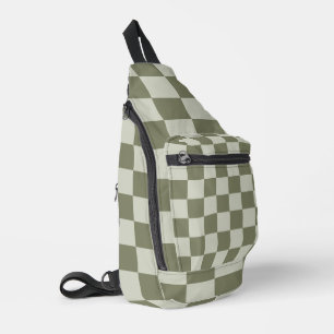 Sage Green Chequerboard Sling Bag