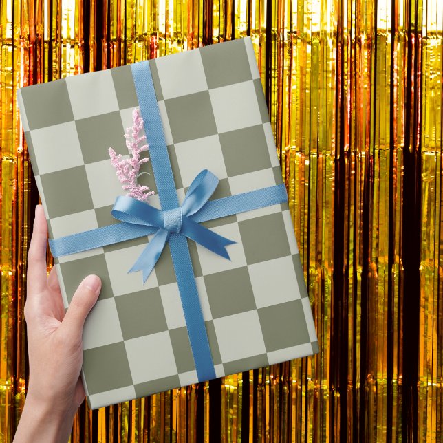 Sage Green Chequerboard Wrapping Paper (Creator Uploaded)