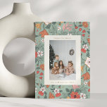 Sage Green Chic Botanical Custom Vertical Photo Holiday Card<br><div class="desc">Sage Green Chic Botanical Custom Vertical Photo Holiday Card</div>