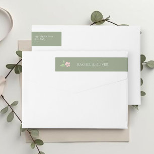 Sage Green Chic Floral Wedding Couple Wrap Around Label
