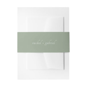 Sage Green Chic Simple Script Wedding Invitation Belly Band