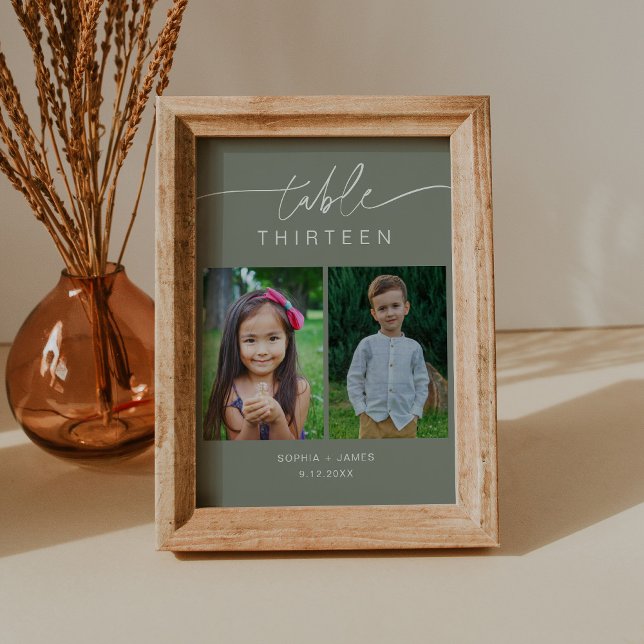 SAGE Green Childhood Photos Table Number Card 5x7 (Creator Uploaded)