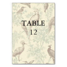 Sage Green Chinoiserie Aviary Wedding Table Number