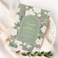 Sage Green Chinoiserie Floral Women 40th Birthday