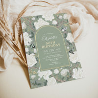 Sage Green Chinoiserie Floral Women 50th Birthday