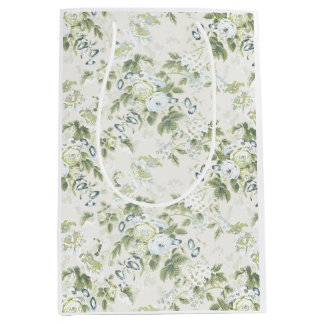 Sage Green Chintz Gift Bag, English Rose Print Medium Gift Bag