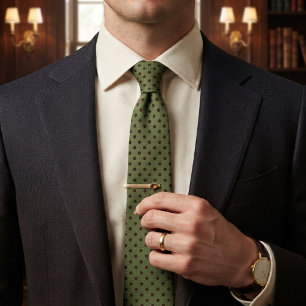 Sage Green & Chocolate Classic Dot Tie