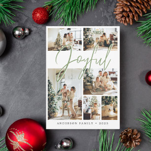 Sage Green Christmas Calligraphy Family Photo Holiday Card