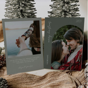 Sage Green Christmas Card with Photo