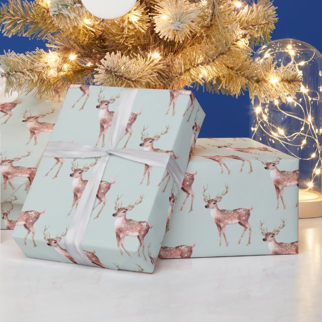 Sage Green Christmas Deer Wrapping Paper (Holidays)