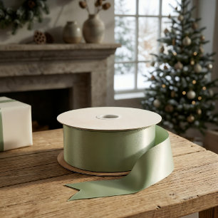 Sage Green Christmas Gift Wrapping Ribbon Satin Ribbon