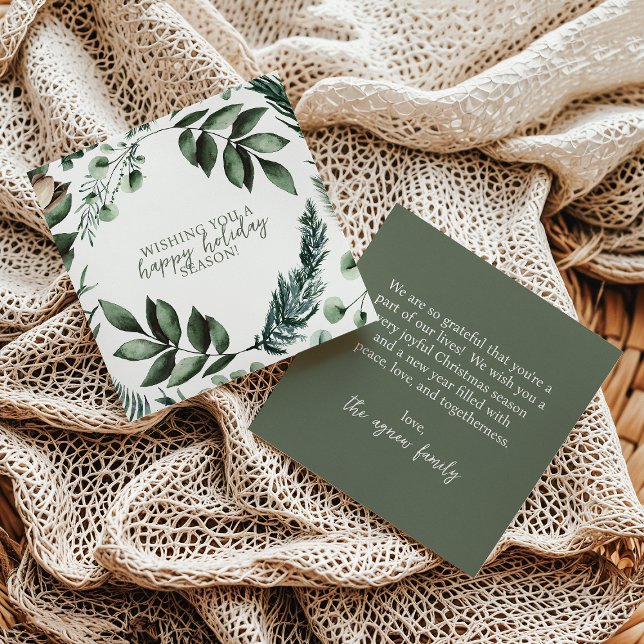 Sage Green Christmas Greenery & Pine Holiday Card (Creator Uploaded)