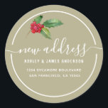 Sage Green Christmas Holly New Address Seal<br><div class="desc">The Sage Green Christmas Holly New Address Seal features a soft sage green background accented with painted holly leaves and bright red berries. This warm and elegant holiday design adds a calm, modern touch to change-of-address mail, Christmas cards, and seasonal envelopes. The muted green tone and clean script lettering create...</div>