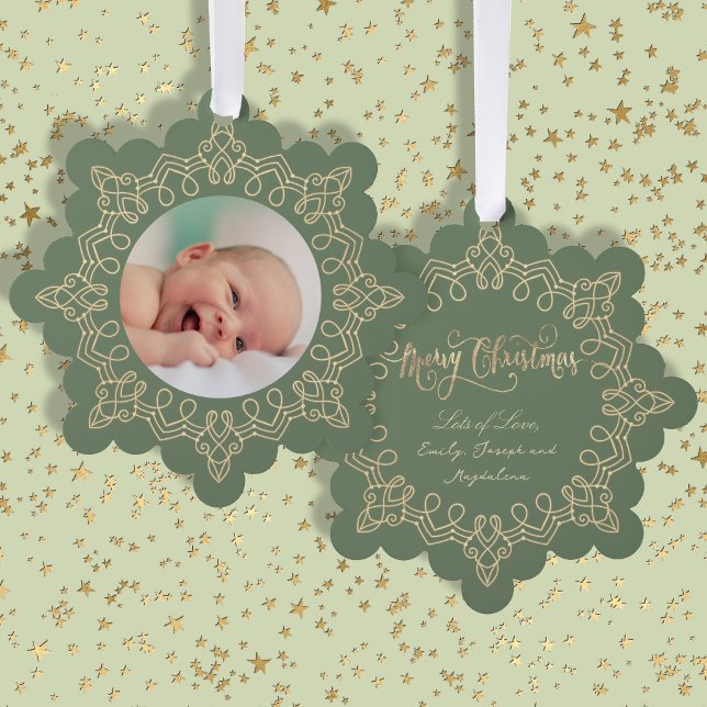 sage green christmas new baby tree decoration card (Creator Uploaded)