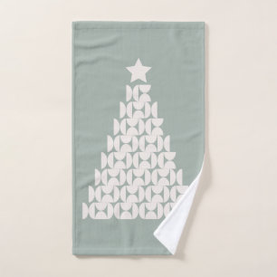 Sage Green Christmas Tree Bath Towel Set