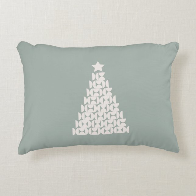 Sage Green Christmas Tree Decorative Cushion (Front)
